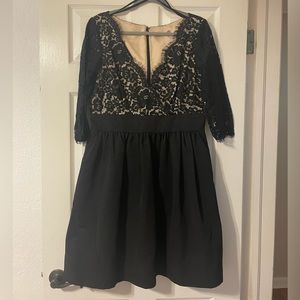 Eliza J Black Lace Bodice Dress with Pockets